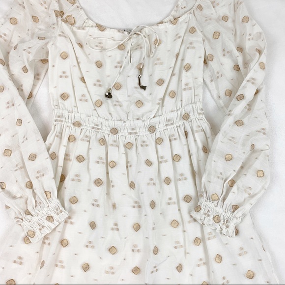 Joie Mianda Long Sleeve embroidered Dress square neck tassel - Picture 4 of 12